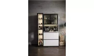 Luna Çekmeceli ve Tek Kapaklı Raflı Bloklu Kahve Dolabı