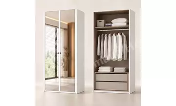 Mona Outlet Beyaz 2 Kapılı Çekmeceli Dolap