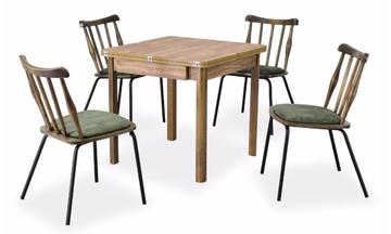 Soma Yeşil/Kestane Sandalye Fırat Kestane Yemek Odası Takımı