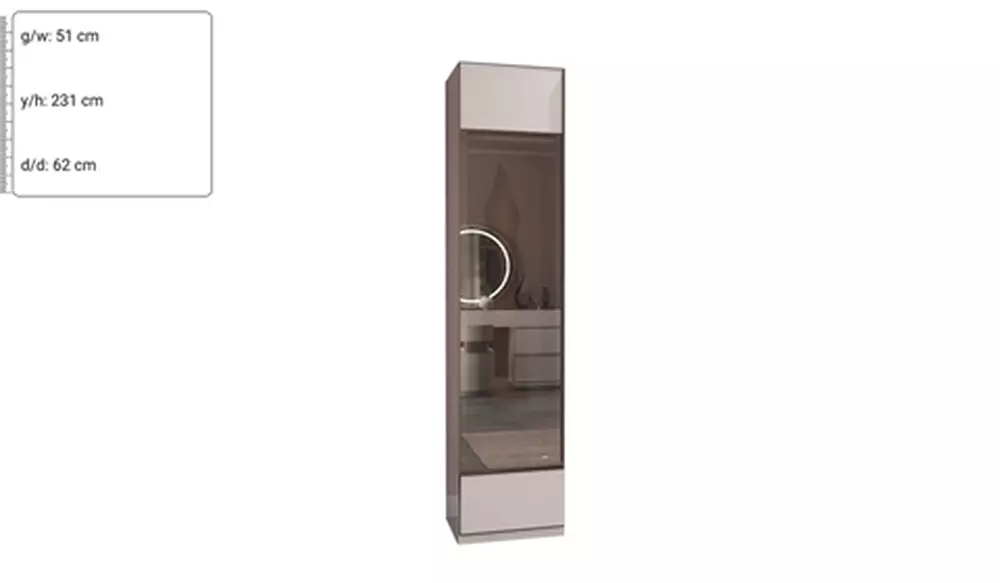 Pamukkale Tek Kapılı Dolap Sol