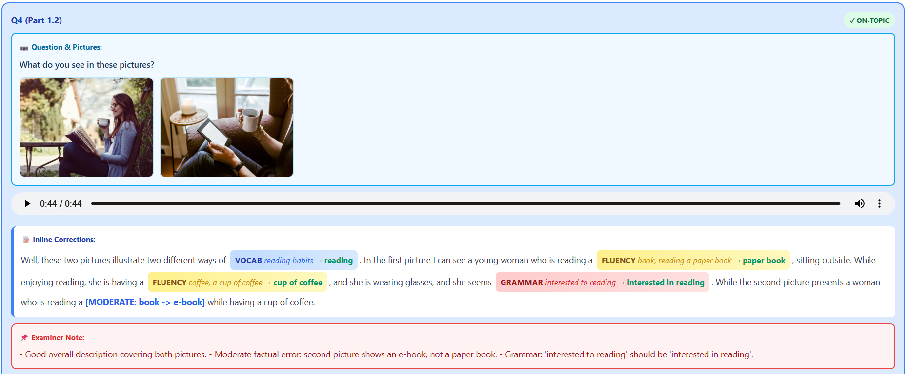 AI Speaking feedback