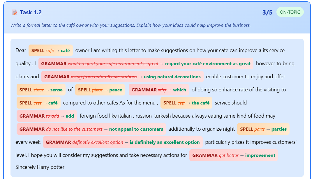 AI Writing feedback