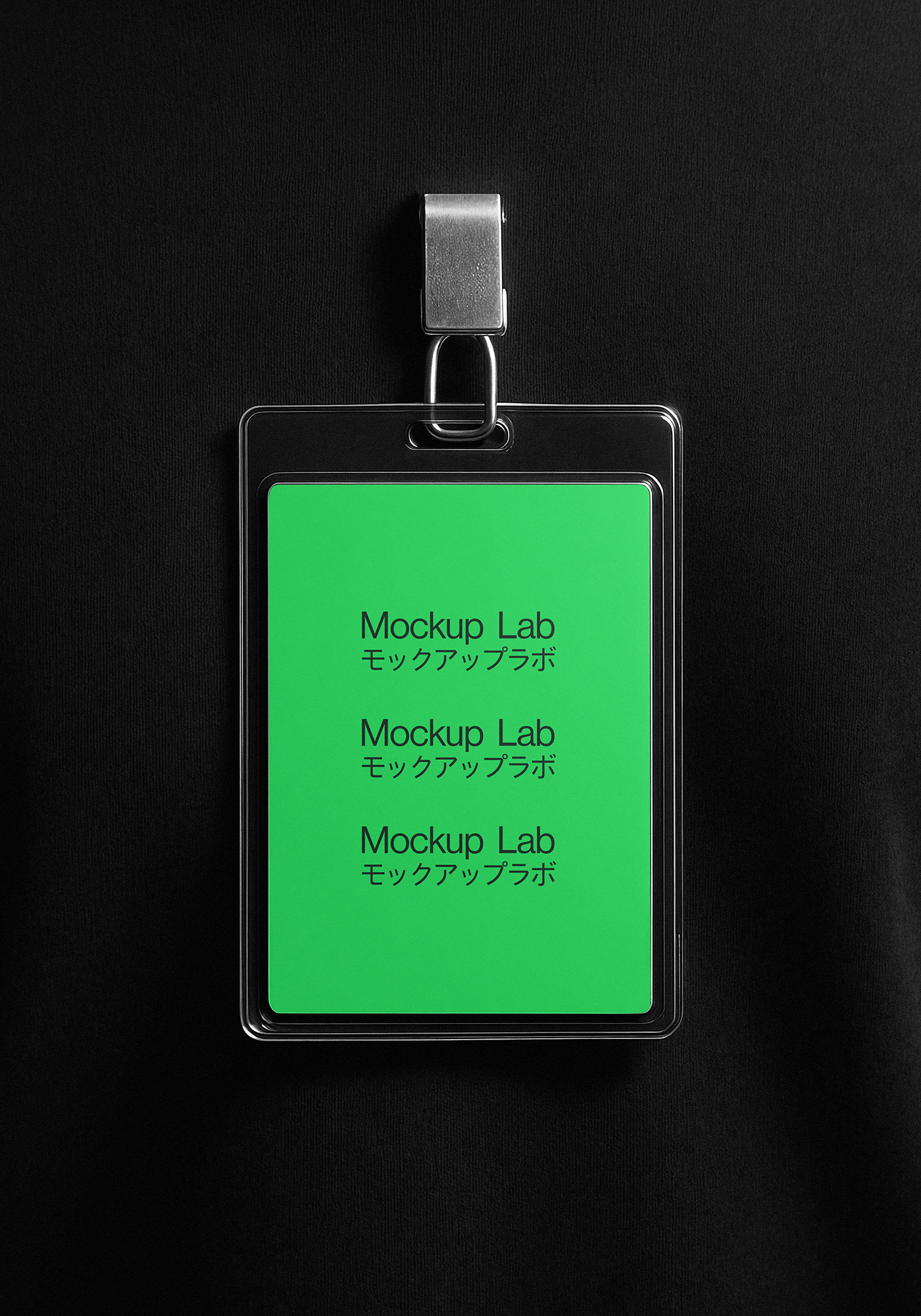 A close-up view of the customizable badge mockup, showcasing a detailed design on a white background.