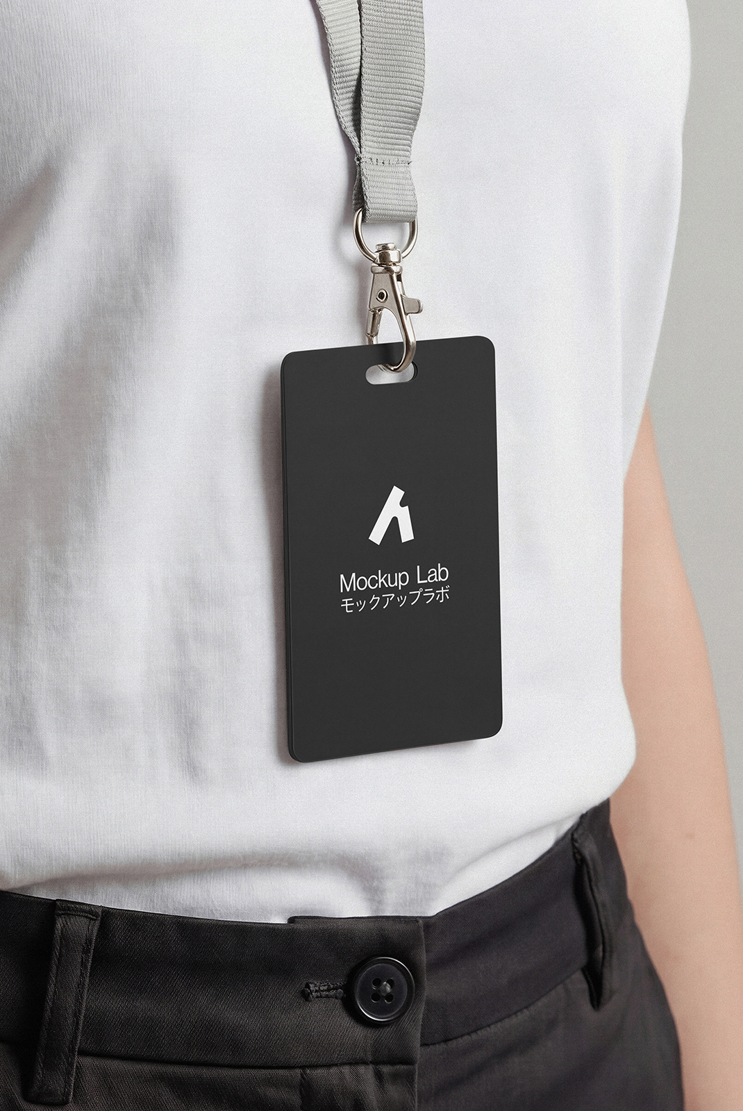 A close-up view of the badge mockup, highlighting the design on a textured surface.
