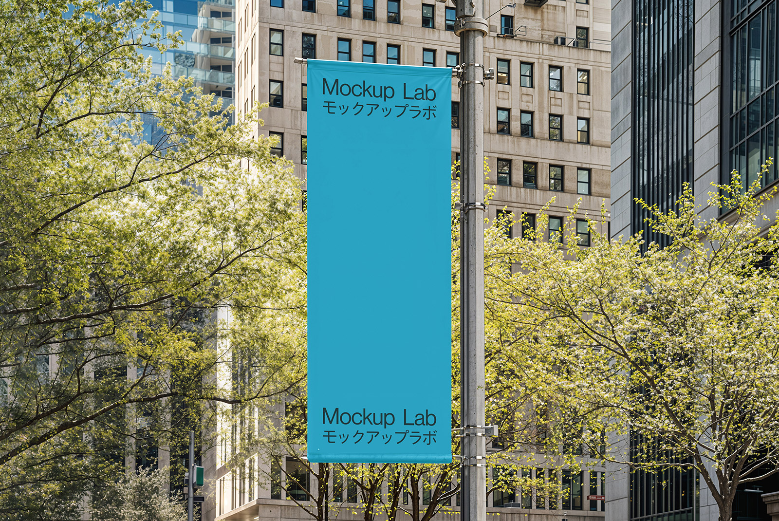 A flag mockup featuring a white flag on a pole against a clear sky.