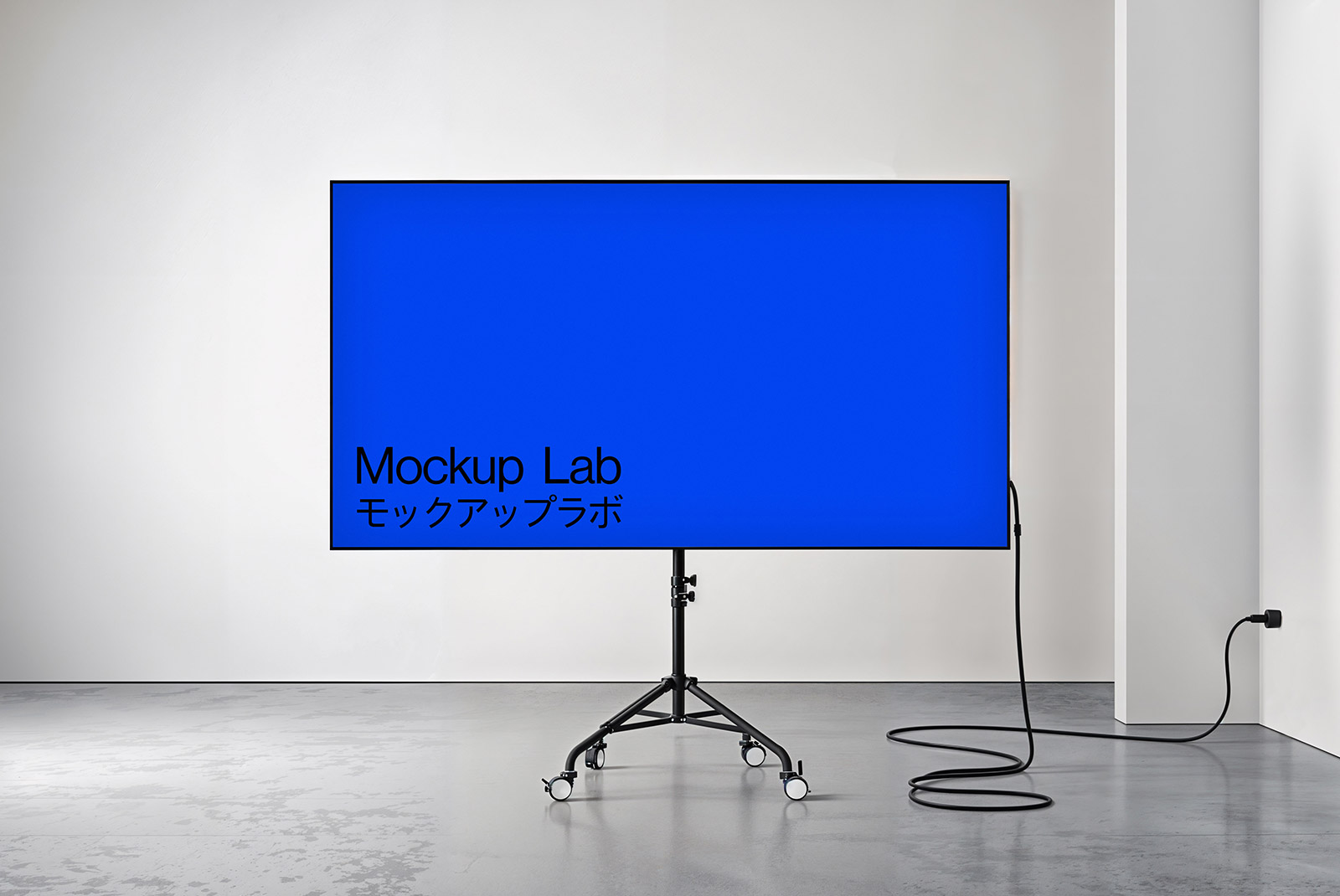 Front view of a sleek digital screen mockup displaying a modern UI design.