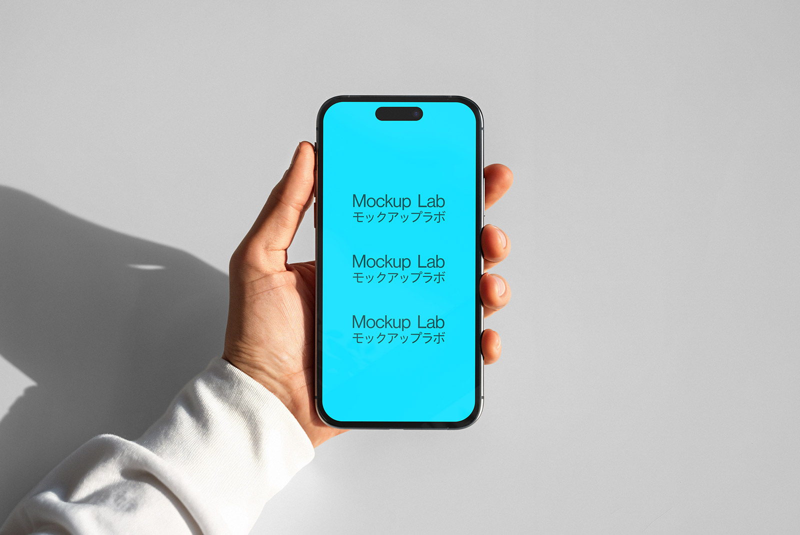 Front view of the iPhone 03ML mockup displaying a vibrant app interface.
