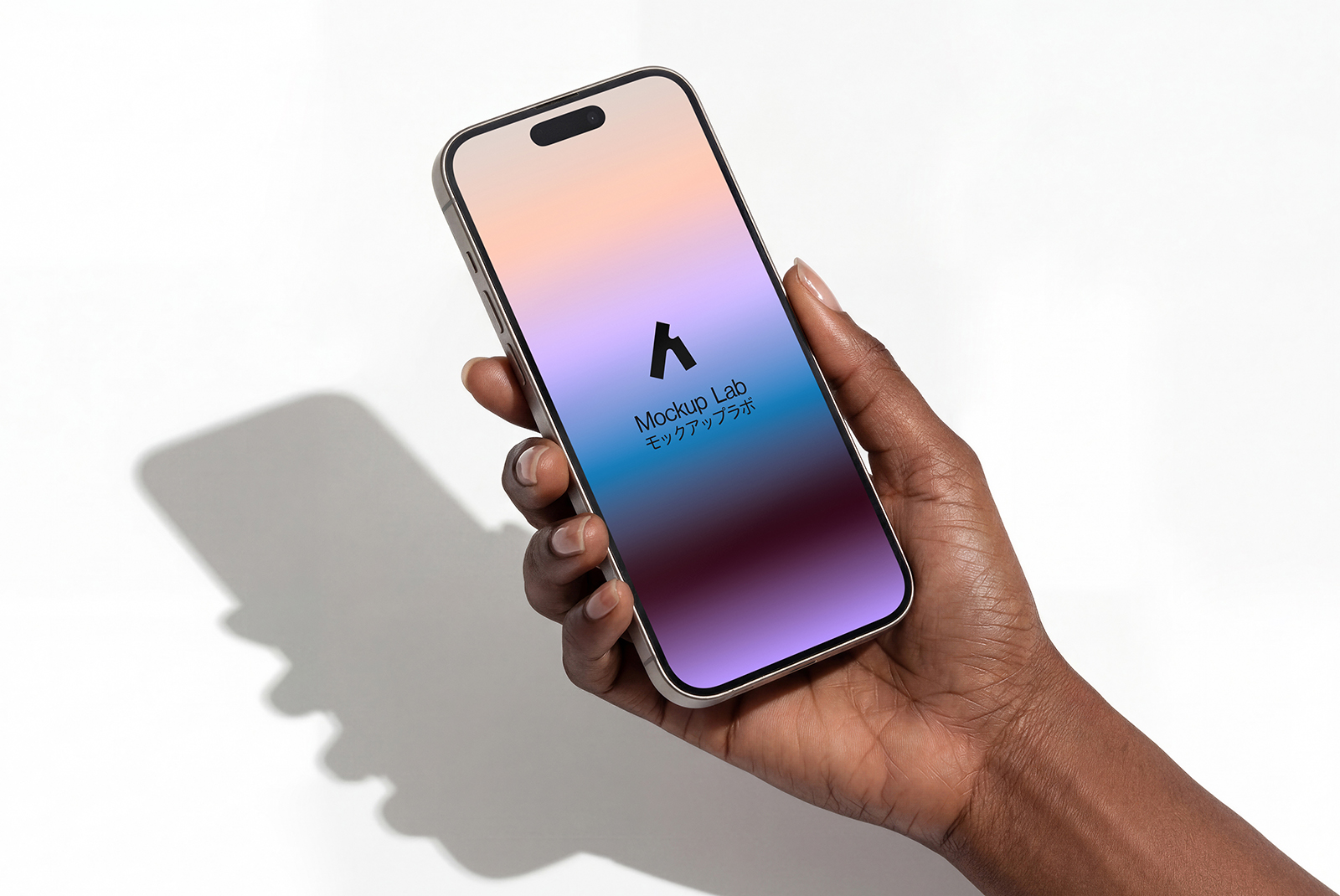 Front view of the iPhone 17ML mockup, displaying a vibrant app interface on the screen.