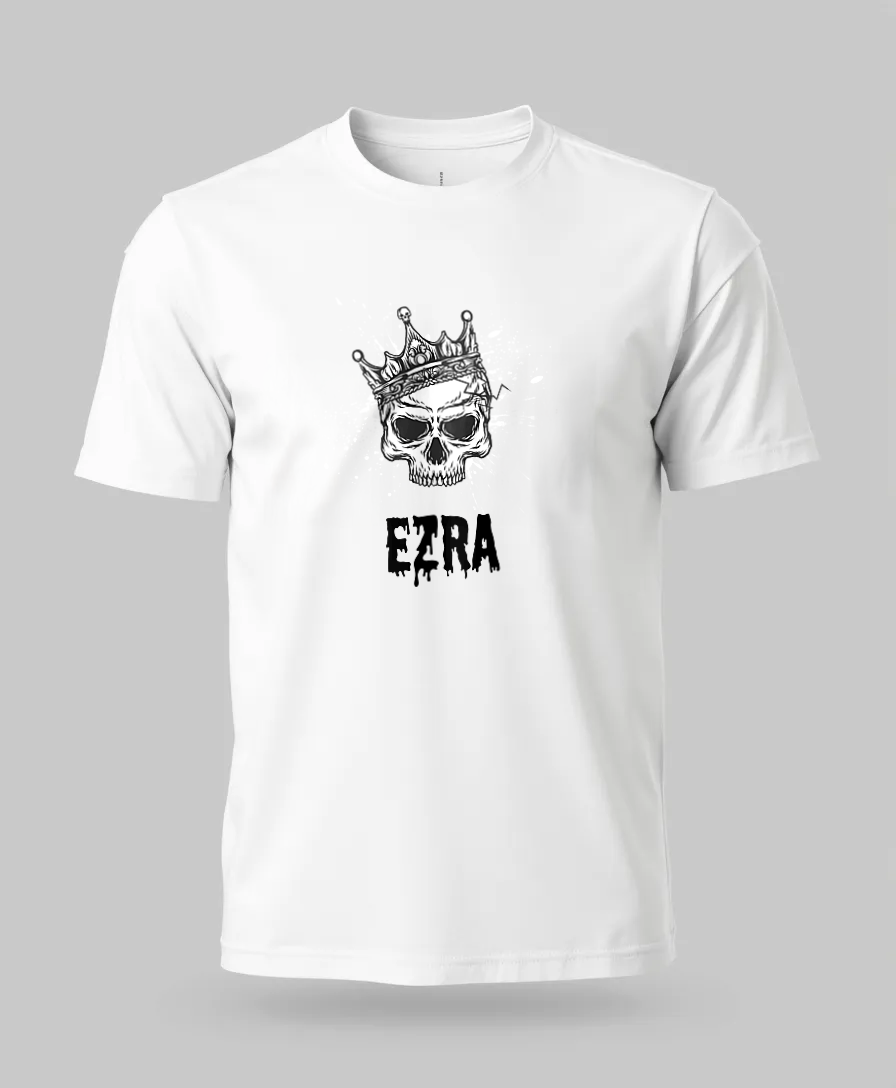 Personalized EZRA Skull Shirt - Royal Splendor Tee in High-Quality Fabric