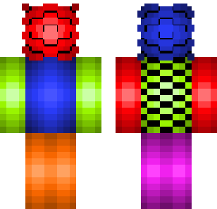 Pixelated Rainbow Warrior Skin - Abstract Minecraft skin for Bedrock 1.21