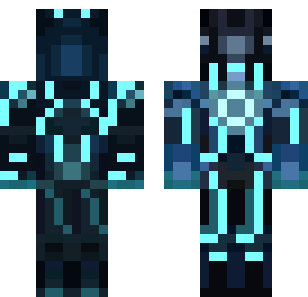 Cyan Circuit Warrior Skin - Abstract Minecraft skin for Bedrock 1.21