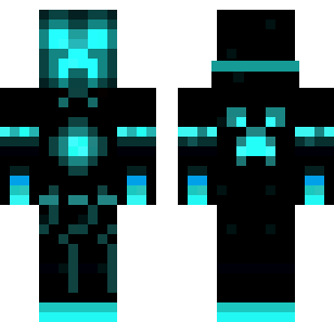 Cyan Circuit Guardian Skin - Abstract Minecraft skin for Bedrock 1.21
