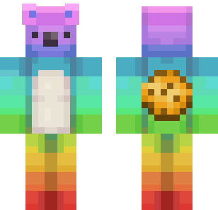 Rainbow Gradient Bear Skin - Abstract Minecraft skin for Bedrock 1.21