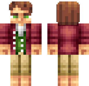Burgundy Vest Scholar Skin - Boys Minecraft skin for Bedrock 1.21