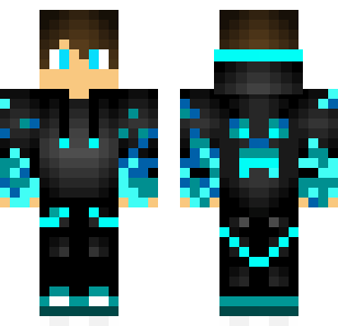 Cyan Lightning Warrior Skin - Boys Minecraft skin for Bedrock 1.21