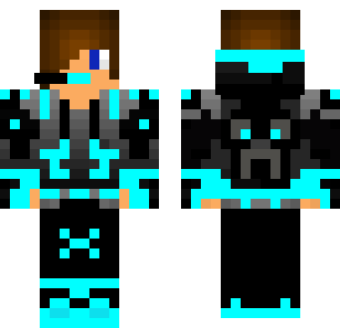 Neon Cyber Warrior Skin - Boys Minecraft skin for Bedrock 1.21