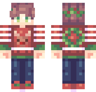 Festive Sweater Boy Skin - Boys Minecraft skin for Bedrock 1.21