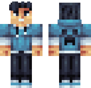 Azure Tech Hoodie Skin - Boys Minecraft skin for Bedrock 1.21