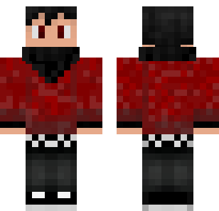 Crimson Hooded Warrior Skin - Boys Minecraft skin for Bedrock 1.21