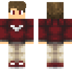 Crimson Varsity Player Skin - Boys Minecraft skin for Bedrock 1.21