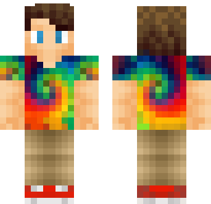 Rainbow Spiral Wanderer Skin - Boys Minecraft skin for Bedrock 1.21
