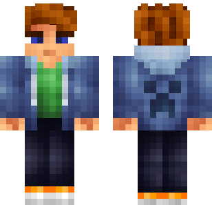 Azure Hoodie Casual Skin - Boys Minecraft skin for Bedrock 1.21