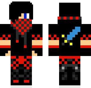 Shadow Crimson Warrior Skin - Boys Minecraft skin for Bedrock 1.21