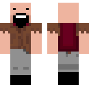 Bearded Brown Vest Skin - Cartoon Minecraft skin for Bedrock 1.21
