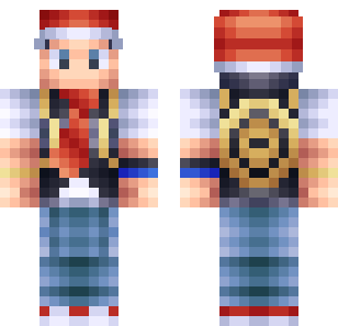 Crimson Beanie Checkered Skin - Cartoon Minecraft skin for Bedrock 1.21