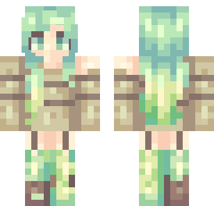 Mint Forest Wanderer Skin - Cute Minecraft skin for Bedrock 1.21