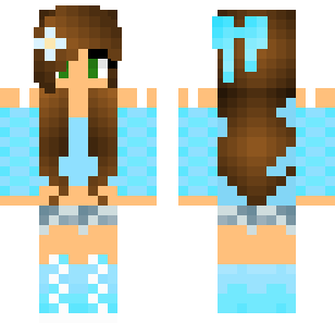 Aqua Crystal Mermaid Skin - Cute Minecraft skin for Bedrock 1.21