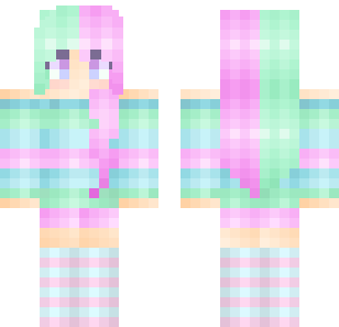 Pastel Rainbow Maiden Skin - Cute Minecraft skin for Bedrock 1.21