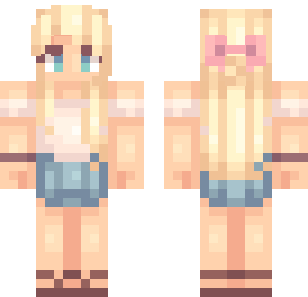 Blonde Beach Babe Skin - Cute Minecraft skin for Bedrock 1.21