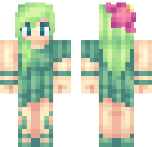 Emerald Flower Maiden Skin - Cute Minecraft skin for Bedrock 1.21