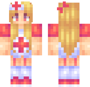 Pink Nurse Healer Skin - Cute Minecraft skin for Bedrock 1.21