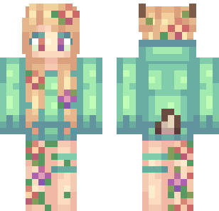 Mossy Forest Nymph Skin - Cute Minecraft skin for Bedrock 1.21