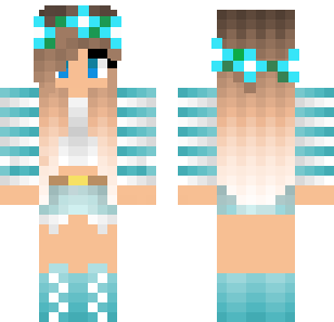 Aqua Flower Maiden Skin - Cute Minecraft skin for Bedrock 1.21