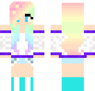 Pastel Rainbow Angel Skin - Cute Minecraft skin for Bedrock 1.21
