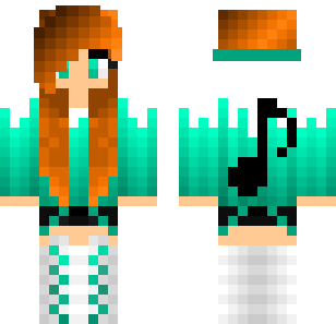 Aqua Mermaid Princess Skin - Cute Minecraft skin for Bedrock 1.21