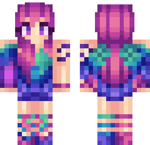 Galaxy Mermaid Princess Skin - Cute Minecraft skin for Bedrock 1.21