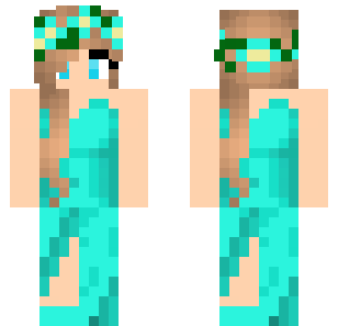 Aqua Diamond Goddess Skin - Cute Minecraft skin for Bedrock 1.21