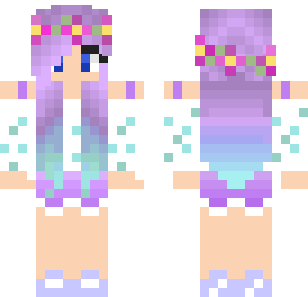 Lavender Mermaid Princess Skin - Cute Minecraft skin for Bedrock 1.21