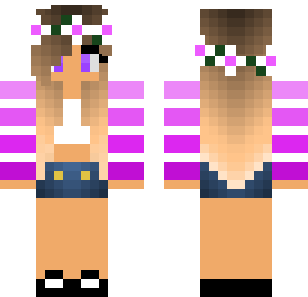 Pink Flower Crown Skin - Cute Minecraft skin for Bedrock 1.21