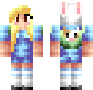 Pastel Rainbow Bunny Skin - Cute Minecraft skin for Bedrock 1.21