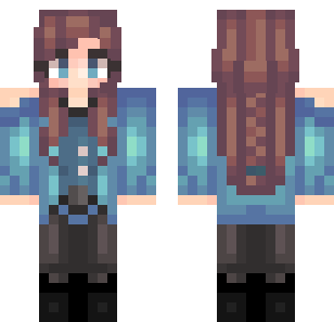 Azure Warrior Maiden Skin - Hero Minecraft skin for Bedrock 1.21