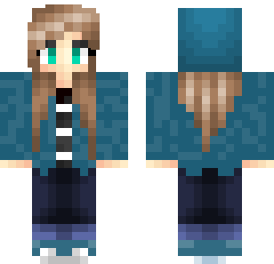 Teal Hooded Wanderer Skin - Hero Minecraft skin for Bedrock 1.21
