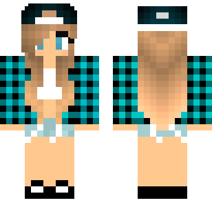 Teal Plaid Fashionista Skin - Stylish Minecraft skin for Bedrock 1.21