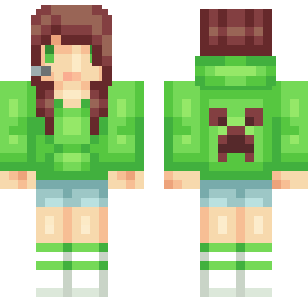 Emerald Creeper Girl Skin - Stylish Minecraft skin for Bedrock 1.21