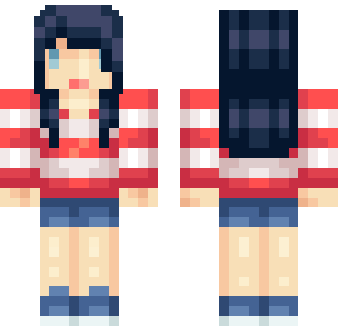 Crimson Striped Sailor Skin - Stylish Minecraft skin for Bedrock 1.21