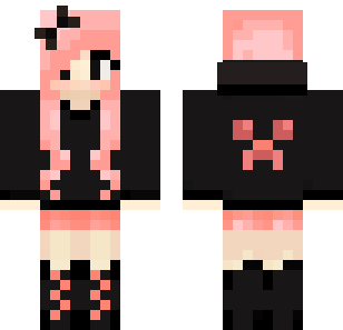 Pink Gothic Maiden Skin - Stylish Minecraft skin for Bedrock 1.21